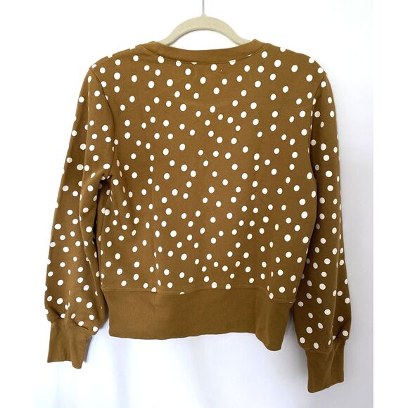 Madewell Banded Long Sleeve Crewneck Pullover Sweatshirt in Inkwell Dots Sz M - Picture 3 of 10